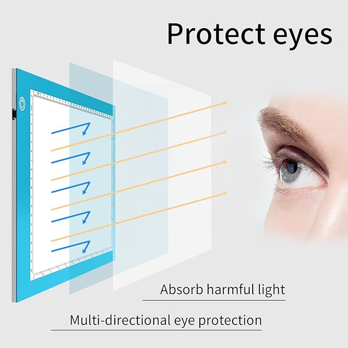 Light Box Drawing Pad, Tracing Board with Type-C Charge Cable and Brightness Adjustable for Artists, AnimationDrawing, Sketching, Animation, X-ray Viewing (A4-P-Blue-New)