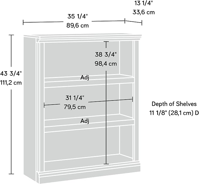 Sauder Miscellaneous Storage 3-Shelf Bookcase/ Book shelf, Oiled Oak finish - Image 3
