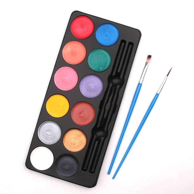 Maydear Face Painting Kit for Kids, 12 Colors Safe and Non-Toxic Large Water Based Face Body Paint - Pearl