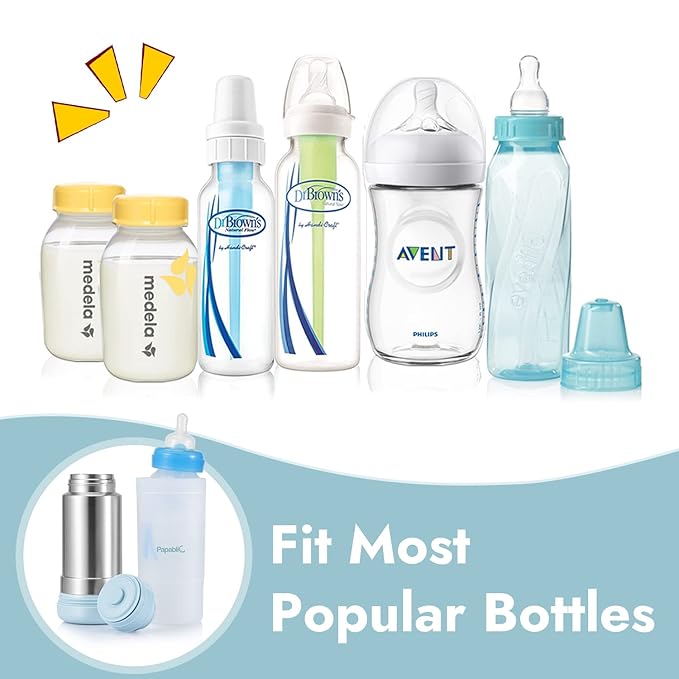 Papablic Portable Travel Baby Bottle Warmer On The Go, Fits Most Car Cup Holders, 12 oz