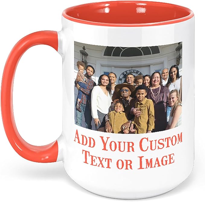 Personalized Coffee Mug, Custom Photo Text 15 Oz Ceramic Mug, Customized Picture Name Tea Cup, Unique Gift Idea, Taza Cafe Personalizadas Fotos, Cute Custom Gifts Mom Women Men, Mother's Day, Orange