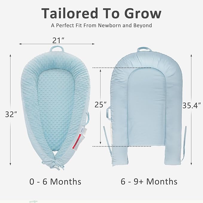 Baby Lounger – Soft & Breathable Newborn Nest for Infants 0-24 Months, Organic Cotton Baby Pillow for Tummy Time, Playtime & Travel, Newborn Babies Essential Gift