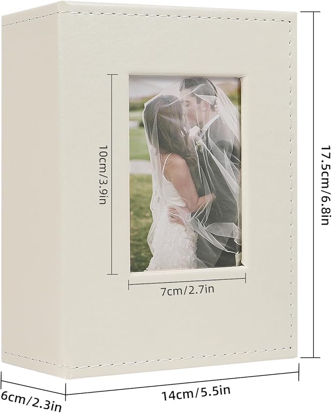RECUTMS Photo Album 4x6 52 Photos - Small Mini Capacity Premium Leather Cover, Small Capacity Pictures Book Easy to Classify and Portable for Wedding Family Baby Vacation(Beige)