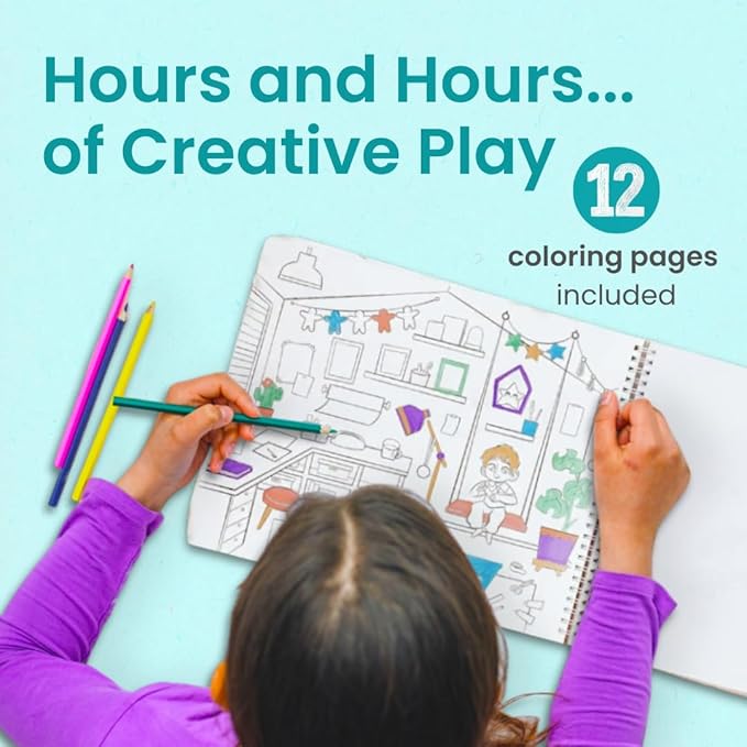 Fashion Sticker Book Activity for Kids, All The Different Rooms by Cupkin, Toddler Airplane Travel Essentials, 500+ Stickers for Kids 12 Scenes + Coloring Book Pages, Child's Gift, Crafts Ages 2-8