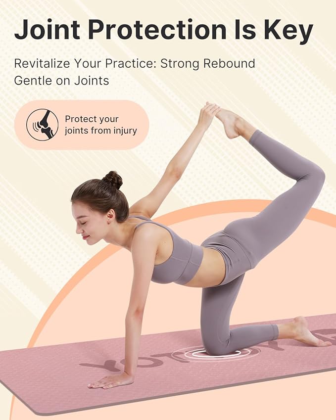 YOTTOY Yoga Mat, 72"x 32"x1/3" Extra Wide Non-Slip Exercise Fitness Yoga Mats,Eco-Friendly TPE Exercise Mats for Women Men Home Workout with Strap Bag