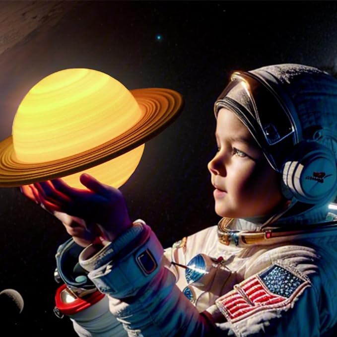YDSIII Saturn Lamp 8.66 inch Moon Lamp Galaxy Lamp 16 Colors LED 3D Moon Light USB Rechargeable Remote&Touch Control Nursery Room Decor Birthday Gift for Girls&Boys&Women