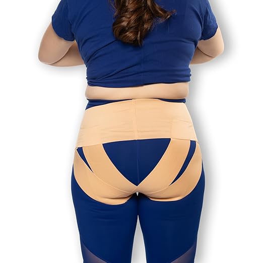 Patented Women’s Pelvic Floor Orthotic Support Belt ― Uterus Pain Relief Girdle for Dropped Bladder, Vulvar Varicosities, Postpartum Recovery, SPD | High Waist - Beach Sand (XL)