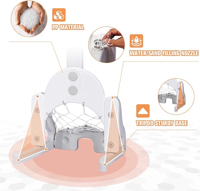 Costzon Kids Basketball Hoop, Toddler Sports Activity Center with 5 Adjustable Height Levels, Basketball Soccer Golf Game Set, Indoor Outdoor Basketball Hoop Set Best Gift for Baby Infant