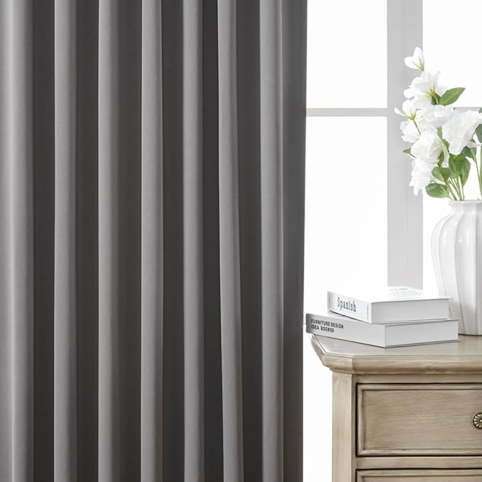 Joydeco Custom Blackout Curtains for Bedroom, 1 Panel Room Darkening Curtains & Drapes for Living Room Window Rod Pocket Back Tab (Custom Size,Light Grey)