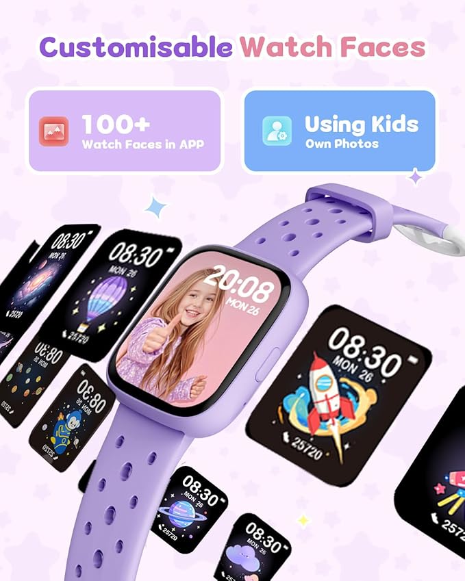 Kids Watch for Girls 5-12, Kids Smart Watch Fitness Tracker Pedometer, No Phone Needed, Puzzle Games with Parental Control, IP68 Waterproof, Heart Rate, Sleep Monitor, Step Counter, 80 Sports