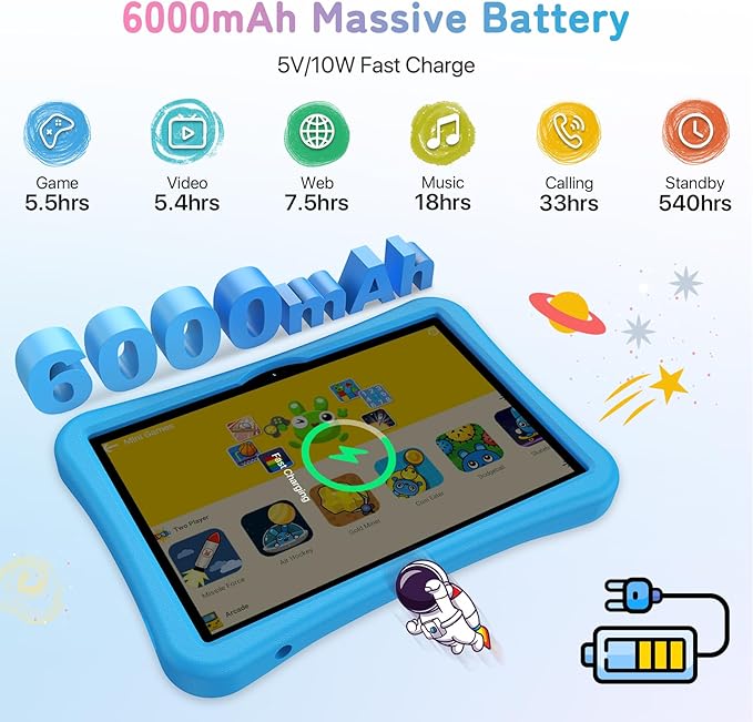 UMIDIGI G5 Tab Kids Tablet, Android 13, 128GB, 10.1in HD+, 4+4GB, Sea Blue, Tablet for Child with Bluetooth, WIFI5, Parental Control, Dual Camera