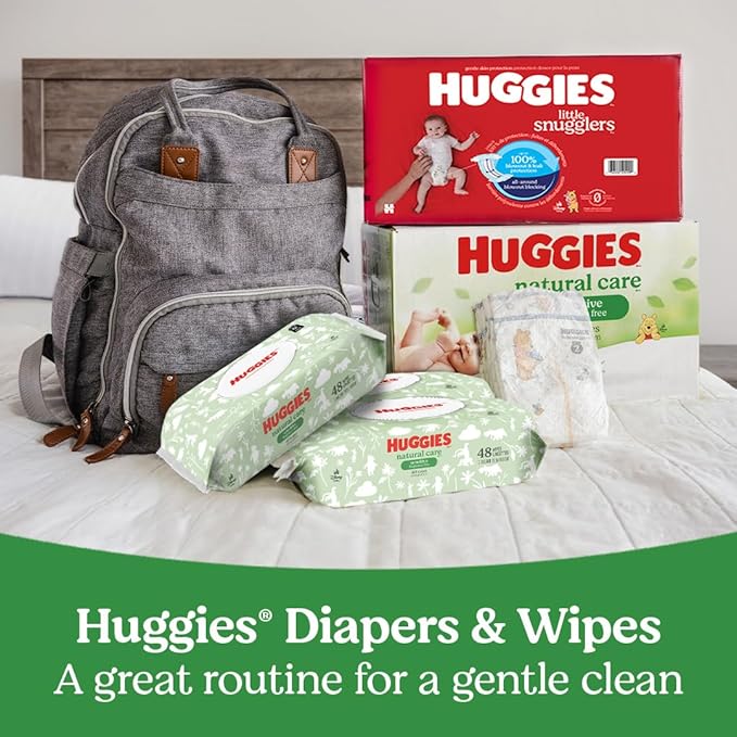 Huggies Natural Care Sensitive Baby Wipes, Unscented, Hypoallergenic, 99% Purified Water, 10 Flip-Top Packs (560 Wipes Total)