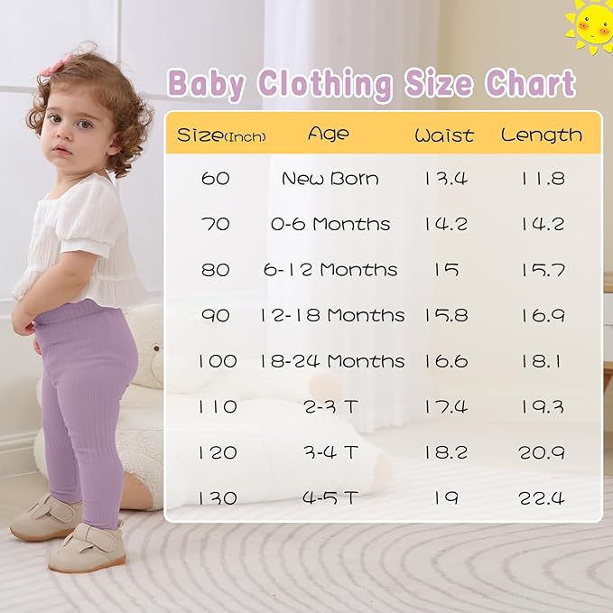 Newborn Toddler Baby Girl Pants Leggings Ribbed Straight Flare Infant Girl Pants Leggings Bell Bottoms 5 Packs