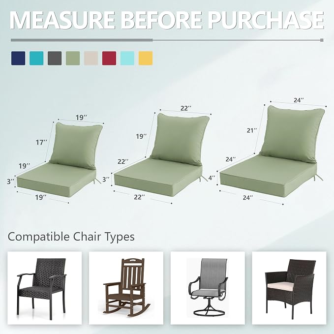 24x24 Inch Outdoor Chair Cushion - Image 7