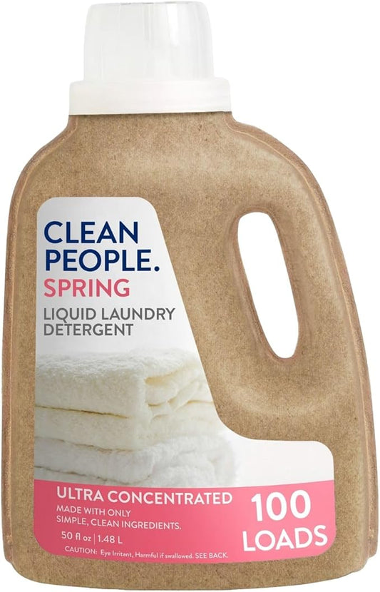 The Clean People Liquid Laundry Detergent - Recyclable Packaging, Stain Fighting - Ultra Concentrated, Laundry Soap - Spring Scent, 50 fl oz