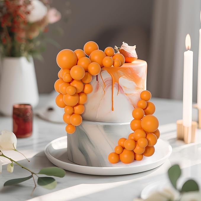 75 Pieces Orange Cake Balls Topper Decorations Foam Cupcake Topper Mini Balloon Cake Topper Picks for Cake Deco Birthday Party Wedding