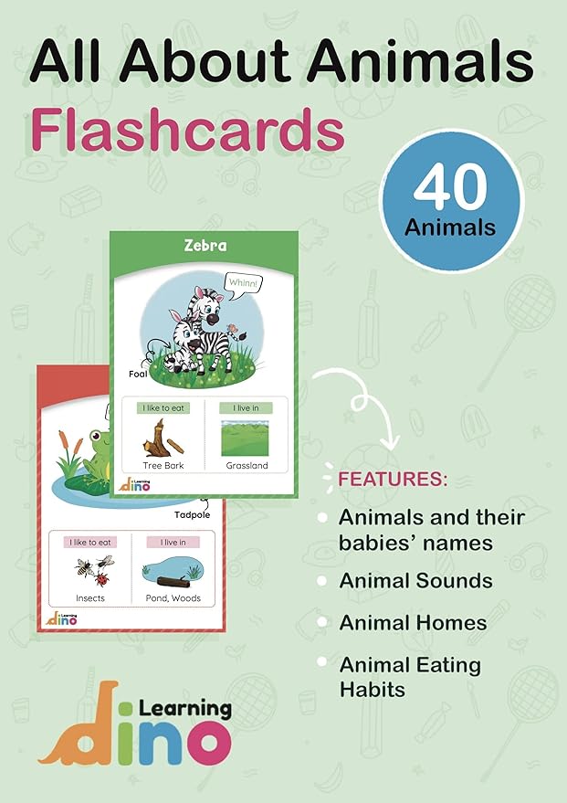 Animals and Their Babies Flashcards | Animal Sound | Animal Habitat Flashcards for Toddlers and Kids - 40 Animals - Non Tearable and Water Resistant | Reusable
