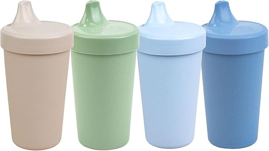 Re-Play Sippy Cups for Toddlers - 10 Oz. Reusable Spill Proof Cups for Kids, Dishwasher/Microwave Safe - Made in USA - Set of 4-3.13" x 6.25" - Meadow