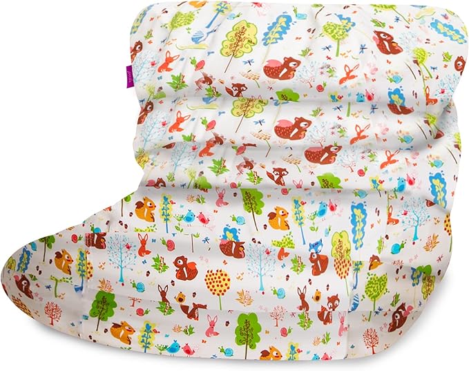 Posh Creations Bean Bag Chair Lounger Structured Seat for Kids, Teens and Adults, Comfy Chair for Gaming, Reading and Watching TV, Laguna Lounger, Canvas - Forest Critters on White