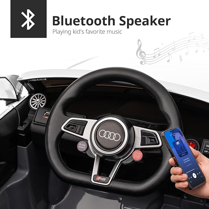 Licensed Audi Electric Kids Car, 12V Kids Ride-on Toy Car for Toddlers w/Remote - White