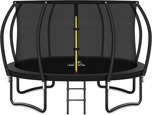 Trampoline 8FT 10FT 12FT 14FT 16FT, Recreational Trampolines with Enclosure Net and Ladder, Outdoor Anti-Rust Trampolines for Kids and Adults, ASTM Approved