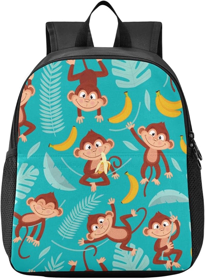 Toddler Backpack Monkey Banana Waterproof Mini Backpack Boys/Girls Cute Small Backpack Kindergarten Pre School Bags 11 Inch