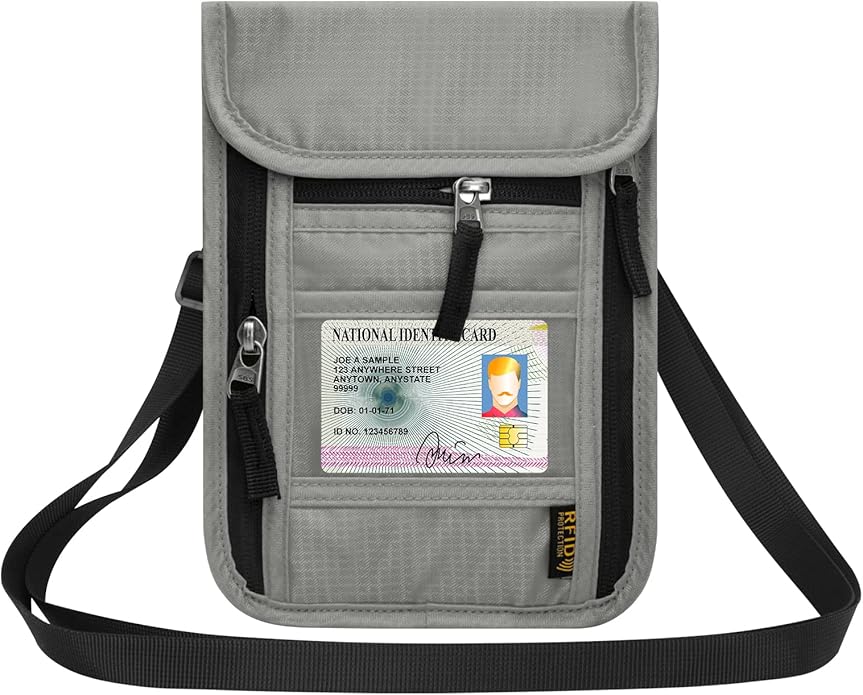 Neck Wallet for Travel,Passport Holder Neck Pouch for Men Women with Adjustable Neck Strap and RFID Blocking