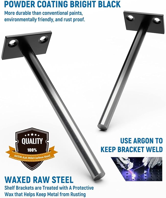 LEOPO Black 24-Pack 5 inch Floating Shelf Brackets, Hidden Shelf Bracket - Image 4