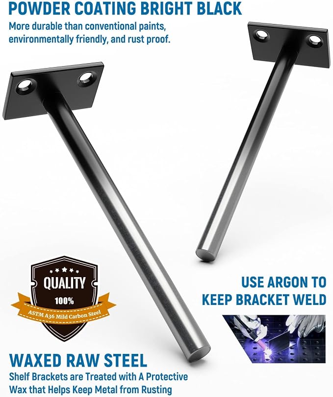 LEOPO 12-Pack 10 inch Floating Shelf Brackets, Hidden Shelf Bracket - Image 4