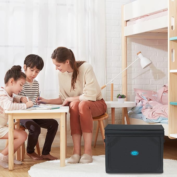 Large UVC Sanitizer Box with Ozone, Foldable Cleaner Bag with Timer, 36L/9.5gal UV Light Bulb Black Tote for Shoes, Cell Phone, Baby Bottle, Key, Towel