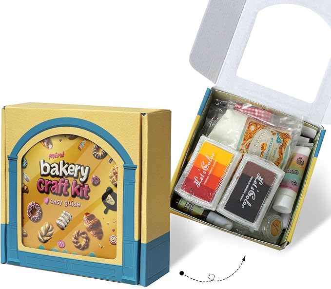 iLAND Cute Crafts for Teens Women Adults of DIY Air Dry Clay Art Mini Food, Modeling Clay Kit for Fun Date Night Craft Set Realistic 1/12 Scale Accessories for Dollhouse Kitchen Creative Crafting Gift