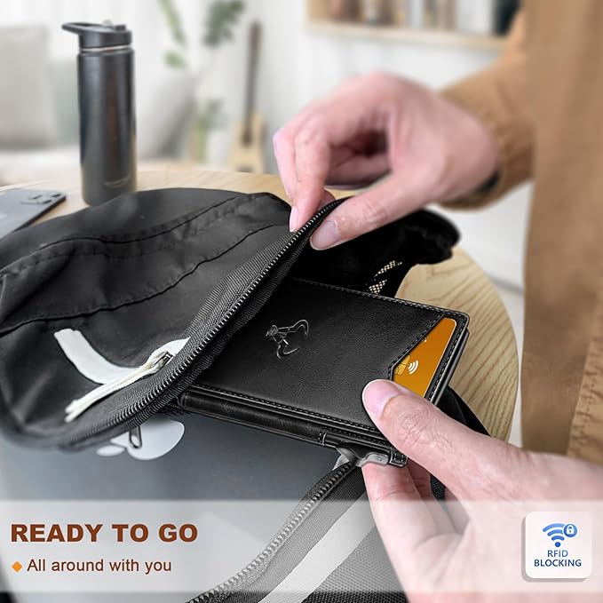 BULLIANT Men Wallet,Money Clip Wallet Slim For Gift Men 9Cards-Metal Credit Card Case in Magnetic Leather Flip