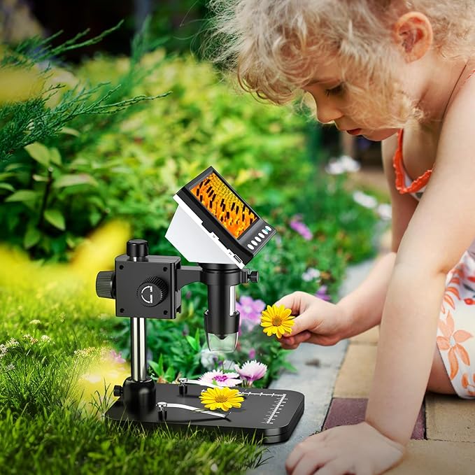 Hayve 4.3'' IPS Coin Microscope, 1000X Magnification Digital Microscope for Adults，Coin Collection Supplies with 8 Adjustable LEDs，Windows Compatible，32GB TF Card