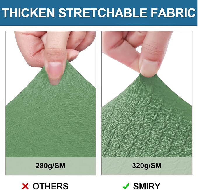 Smiry Waterproof Seat Covers for Dining Room Chairs Set of 8, Stretch Jacquard - Image 4