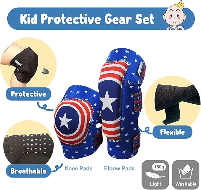 Soft-Style Kids Knee and Elbow Pads with Bike Gloves, Flexible Impact-Resistant Gear for Ages 2-11, Designed for Balance Bikes, Roller-Skating, and Skateboarding