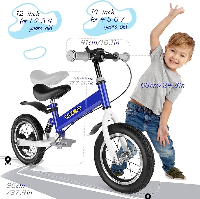 Balance Bike 2 in 1,The Dual Use of a Kids Balance Bike and Kids Bike,12 14 Inches for 2-6 Years Old,with Shock Absorbers, Fenders, Pedals, Auxiliary Wheels