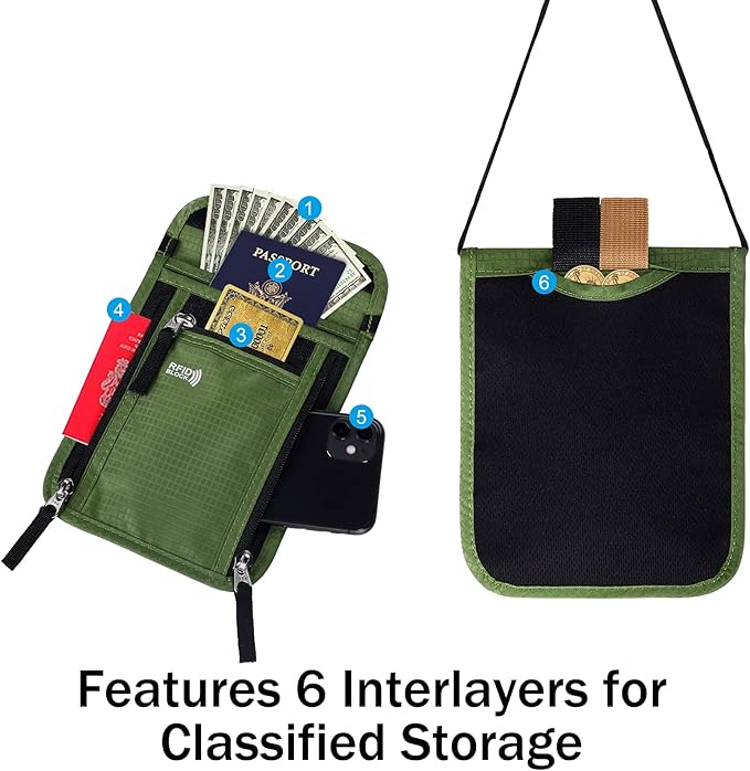 Travel Pouch Neck Wallet Family Passport Holder Organizer Case with RFID Blocking