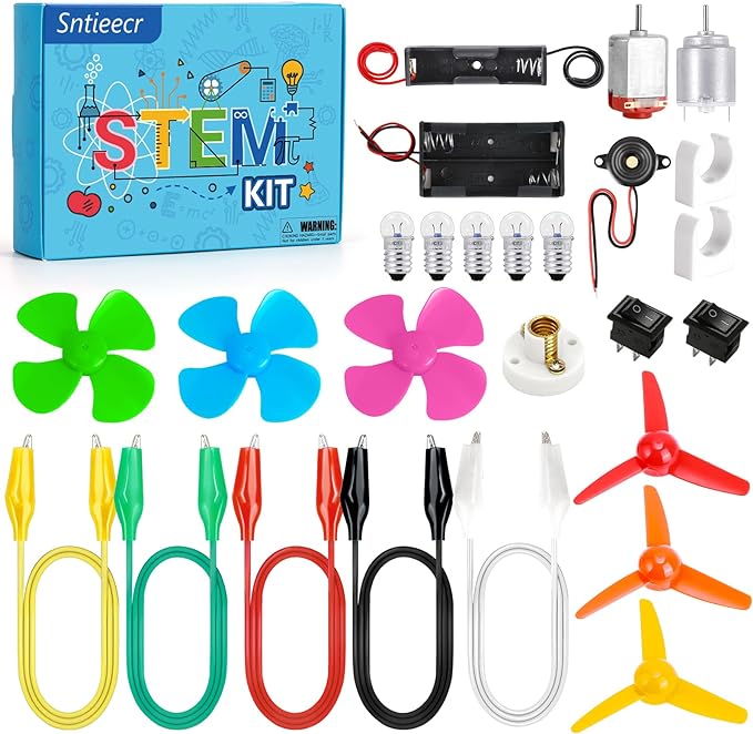Sntieecr Electric Circuit Motor Kit for Kids 8-12, Electric Motor Kit with Box for DIY STEM Science Project, Educational Montessori Learning Kits Sets Science Kits Present for Children