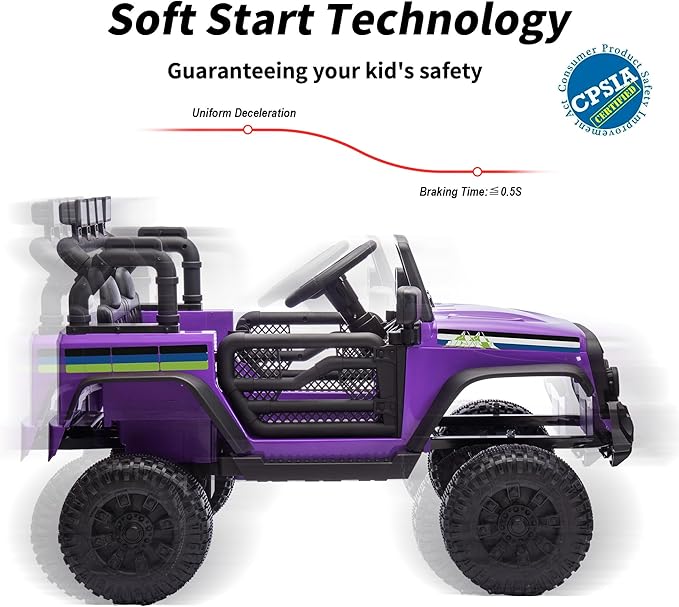 24V Kids Ride on Car, Kids Electric Vehicles Car Ride on Toy Truck for Toddlers w/Remote Control, 400W Motor - Purple