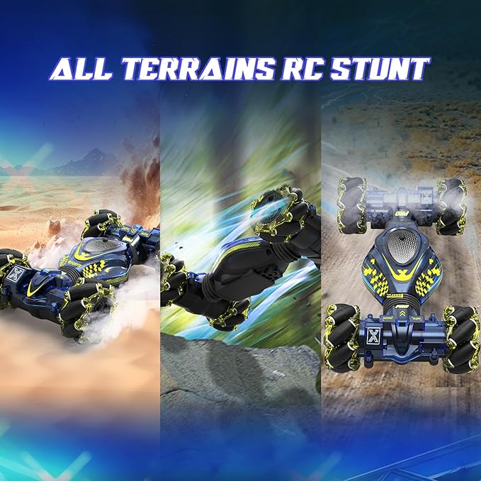 Gesture Sensing RC Stunt Car Toys for Boys Girls 6-12, 4WD Drift Hand Controlled Car Offroad 360° Rotation with Lights Music for Kids Age 7 9 10 11 12 Years Old Birthday Xmas Gifts