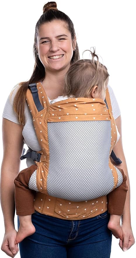 Beco Toddler Carrier - Breathable 3D Mesh Front-Carry & Backpack Style Carrier with Tall Supportive Back and Ergonomic Extra-Wide Seat for Children from 18months (20-60 lbs) - Cool Brick Heart