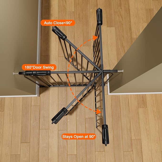 Extra Wide Baby Gate Extra Wide Extra Tall Dog Gates for Stairs Doorways Black Metal Tension Indoor Safety Gates with Pressure Mount 43.5-48 Inch