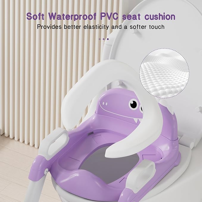 Potty Training Seat, Toddler Toilet Seat for Kids Boys Girls, 2 in 1 Potty Training Toilet for Kids, Splash Guard Anti-Slip Pad Step Stool, Adjust High Potty Chair for Toddler Kid Boys Girls