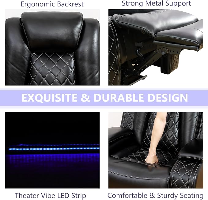 Power Reclining Sofa Set, Luxury Recliner Sofa & 2 Chairs - Image 8