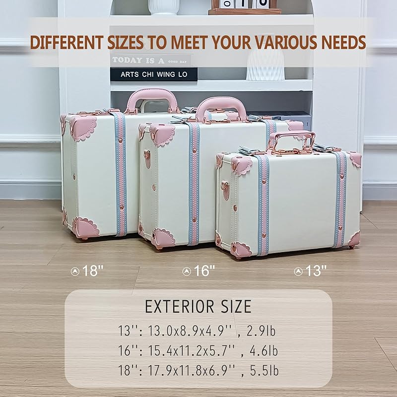 Unitravel Baby Keepsake Case, Handmade Memory Storage Box, Newborn Keepsake Box, Vintage Suitcase for Baby Shower, Baptism, Naming Ceremony or Birthday (cream white, 18")