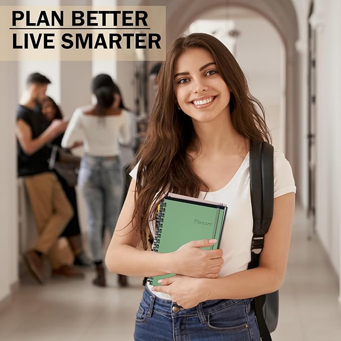 Undated Monthly and Weekly Planner - 12 Month Calendar Planner Notebook with Week Days - Hardcover Undated Planners Blank Agenda Book - A5 Green