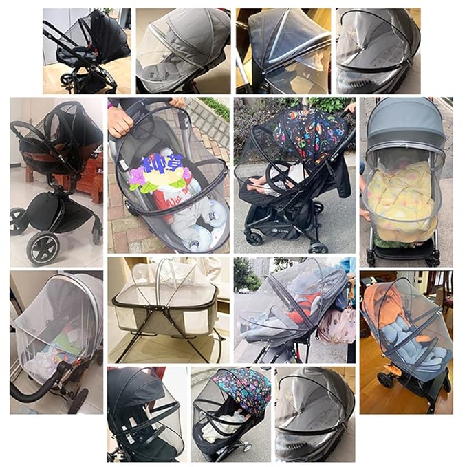 Orzbow Universal Mosquito Net for Stroller, Baby Bug Net with Two-Way Zippers & Storage Bag, Breathable & Foldable Mosquito Nets for Strollers, Car Seat, Bassinet, Cradle, Portable Mini Crib, Grey