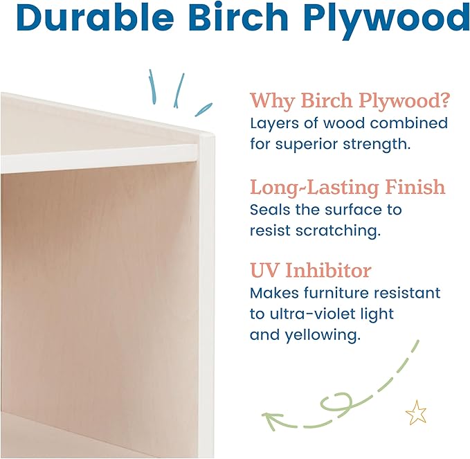 ECR4Kids Reach-Up Step Stool with Handles, Kids Furniture, White Wash