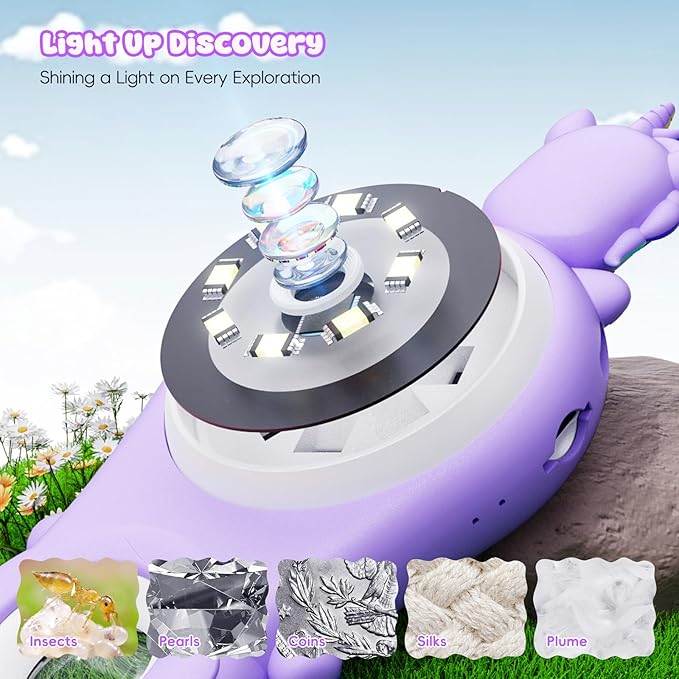 Kids Magnifying Glass with 8 Lights,Handheld Microscope for Stem Toys, Edu Gift Age 4-6 8-12 Children Students