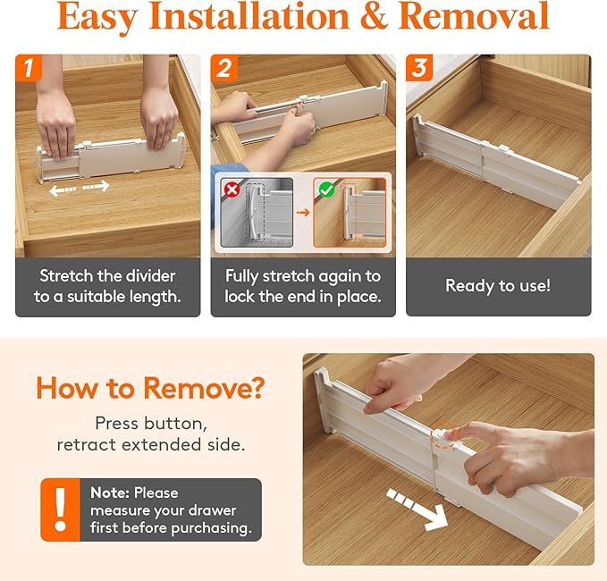 Lifewit 12 Pack Drawer Dividers 4" High, 10.5-16.5" Dresser Drawer Divider, Adjustable Drawer Organizers for Clothes, Plastic Drawers Separators for Dresser, Bedroom, Bathroom, Kitchen, Office